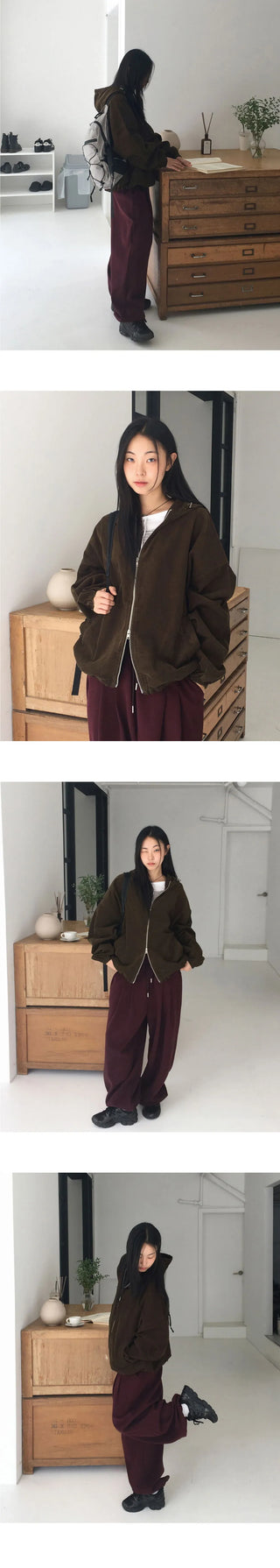 Seedon Corduroy Golden Two Way Hooded Zip-Up Jacket