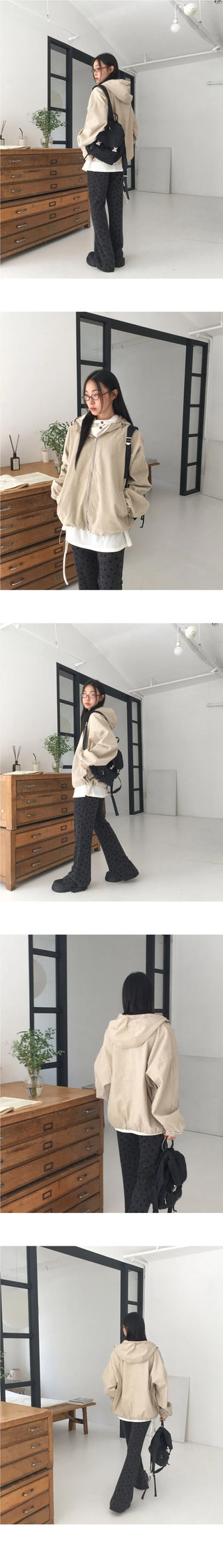 Seedon Corduroy Golden Two Way Hooded Zip-Up Jacket