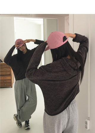 Mider Bocashi Color Loose-fit Hooded Knitwear