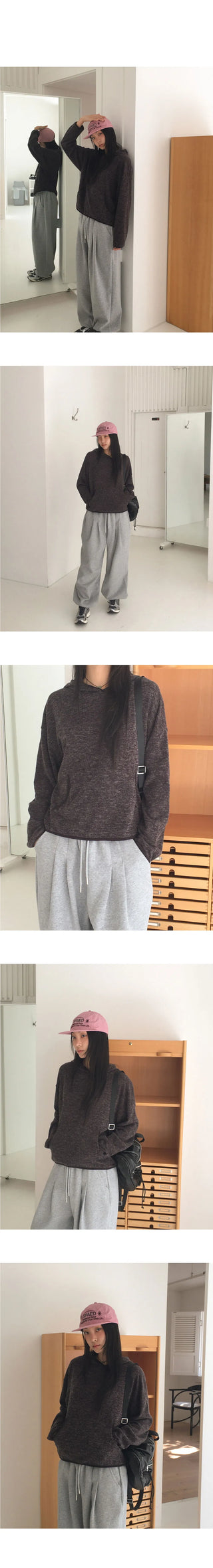 Mider Bocashi Color Loose-fit Hooded Knitwear