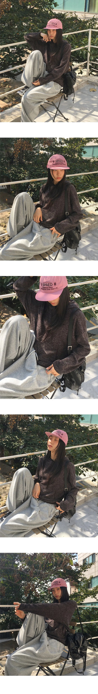 Mider Bocashi Color Loose-fit Hooded Knitwear