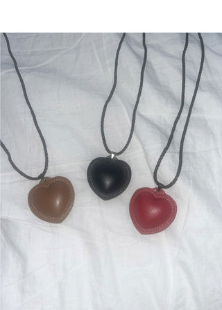 Caven Leather Heart Long Necklace