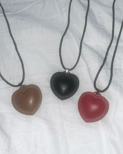 Caven Leather Heart Long Necklace