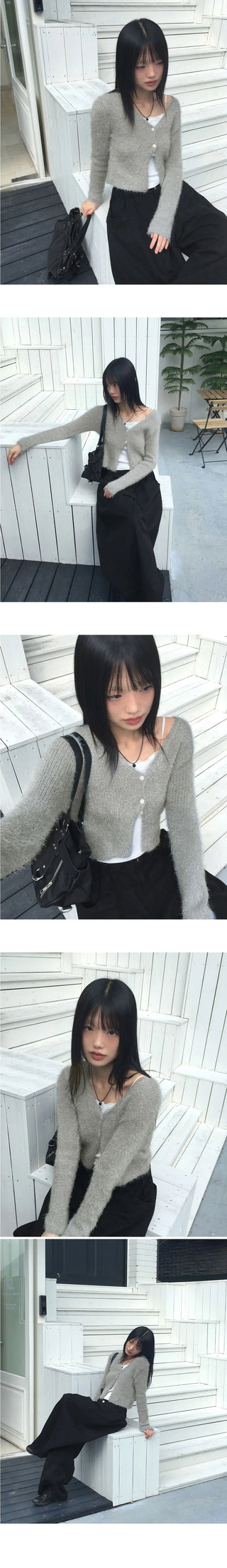 Lupine Angora Fur Team Two Button V-Neck