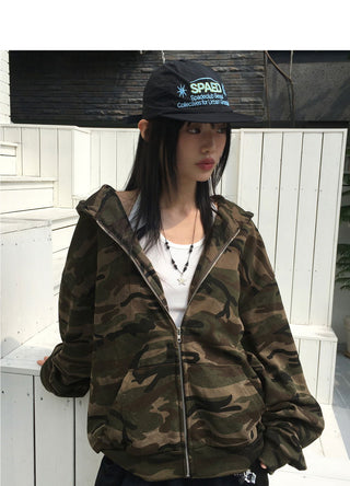 Chevrolet Military Camo Overfit Hoodie Zip-Up