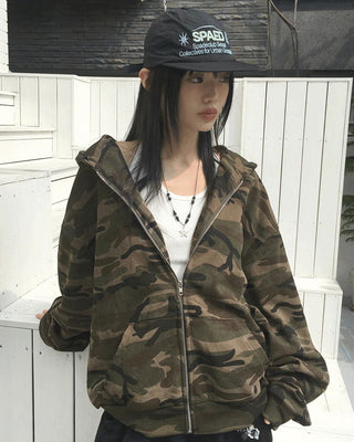 Chevrolet Military Camo Overfit Hoodie Zip-Up