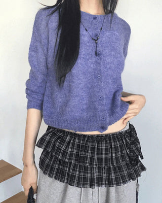 Momen Alpaca Wool Knitwear Round Cardigan