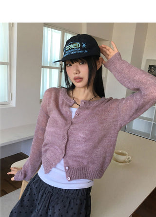 Momen Alpaca Wool Knitwear Round Cardigan