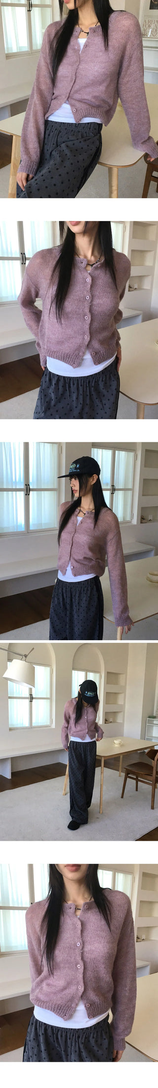 Momen Alpaca Wool Knitwear Round Cardigan