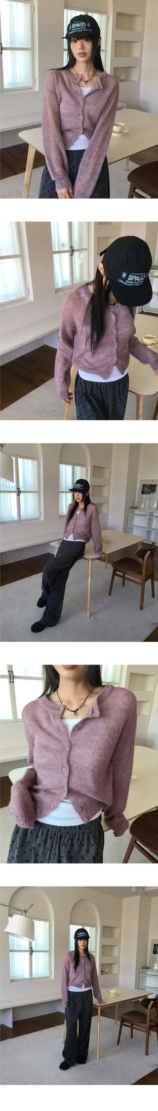 Momen Alpaca Wool Knitwear Round Cardigan