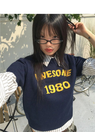 Stand 1980 Layered Crop Short Sleeve Knitwear