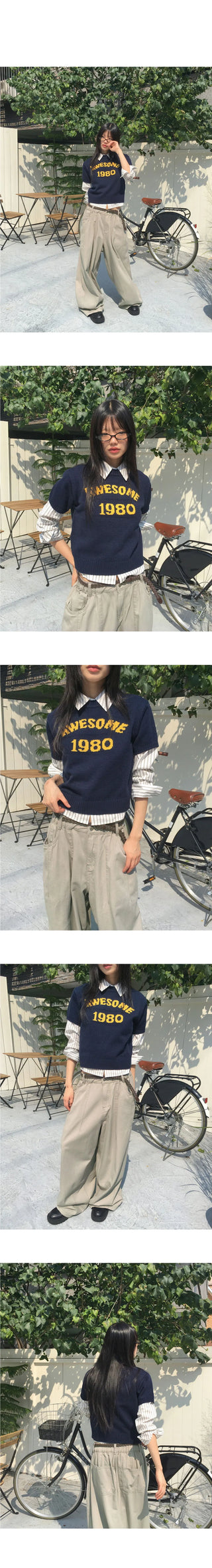 Stand 1980 Layered Crop Short Sleeve Knitwear