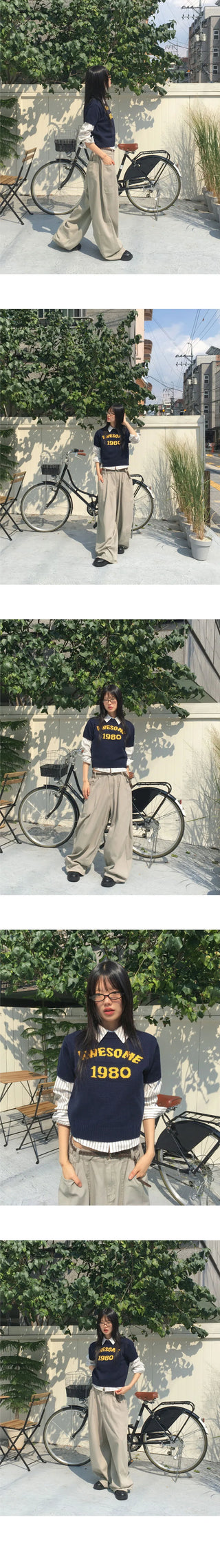 Stand 1980 Layered Crop Short Sleeve Knitwear