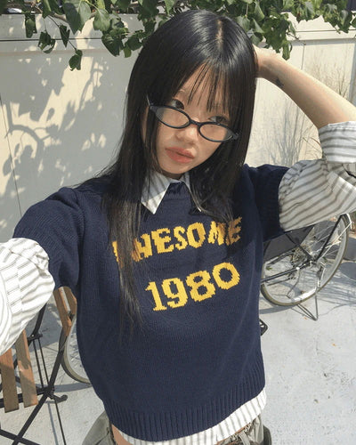 Stand 1980 Layered Crop Short Sleeve Knitwear