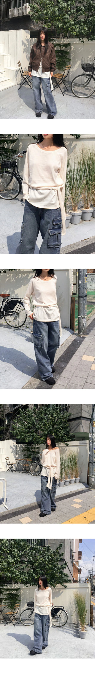 Riton Strap Boat Neck Off Shoulder Long Knitwear T-Shirt