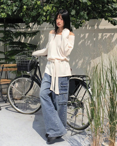 Keple Bijou Cargo Pocket Wide Denim Pants
