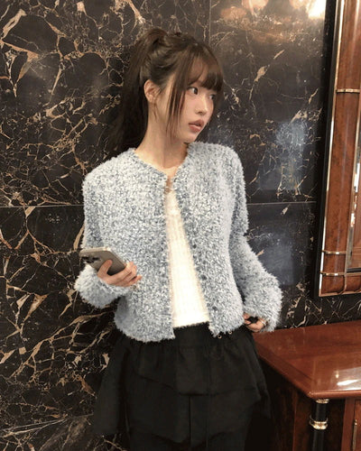 Nori Brush Fur Short Cardigan