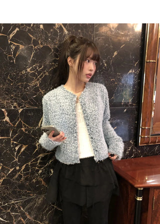 Nori Brush Fur Short Cardigan