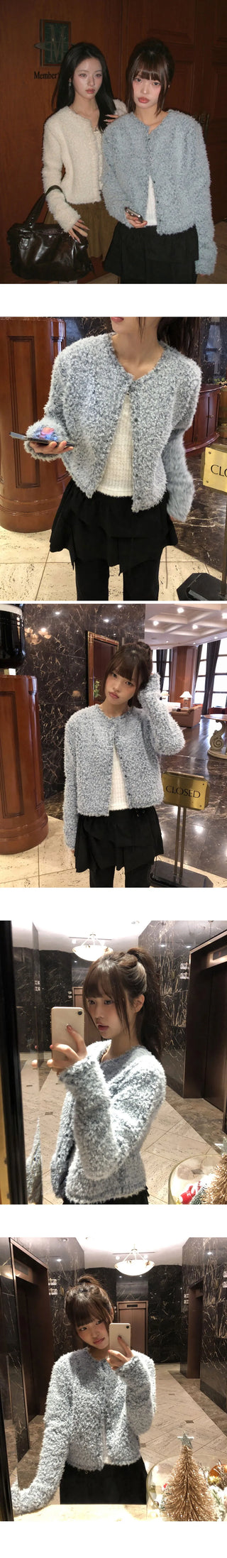 Nori Brush Fur Short Cardigan