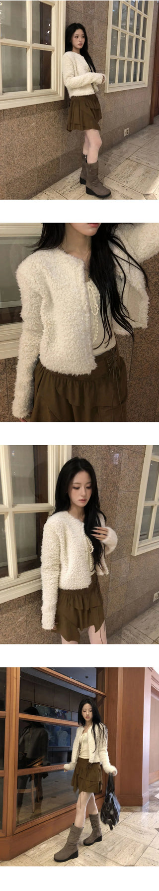 Nori Brush Fur Short Cardigan