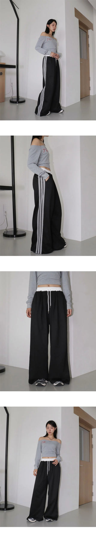 Linbu 78 Patch Off Shoulder Sweatshirt