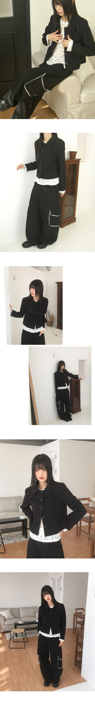 Sae Basic Peach Fleece-lined Split Collar Short Jacket