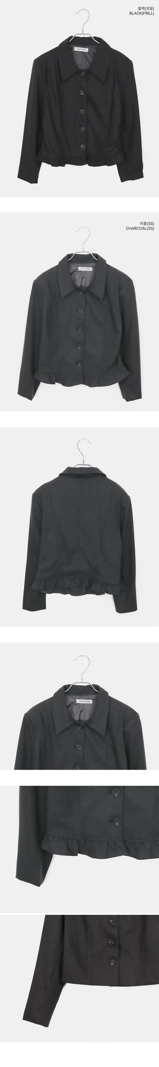 Sae Basic Peach Fleece-lined Split Collar Short Jacket