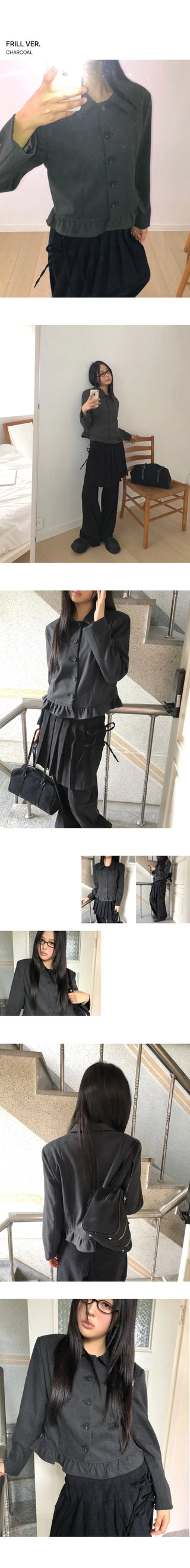 Sae Basic Peach Fleece-lined Split Collar Short Jacket