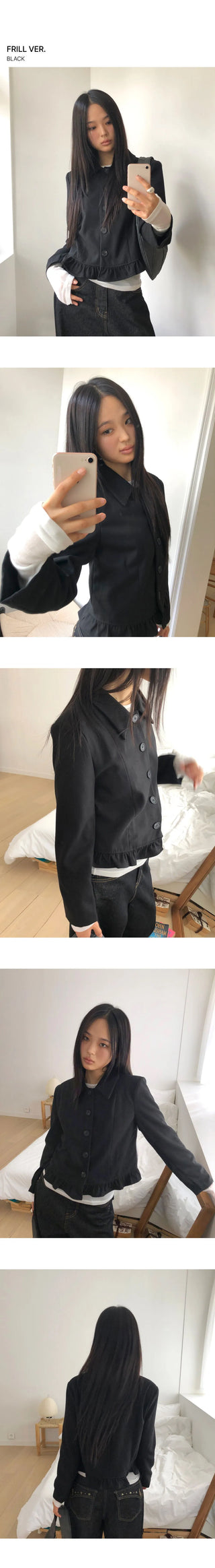 Sae Basic Peach Fleece-lined Split Collar Short Jacket