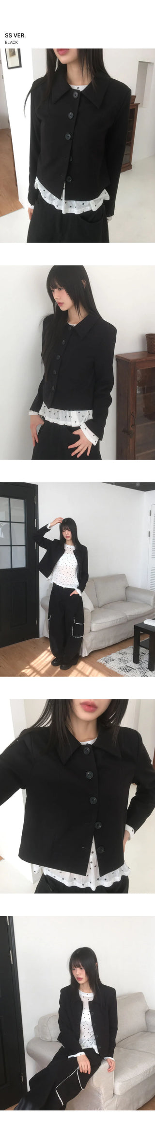 Sae Basic Peach Fleece-lined Split Collar Short Jacket