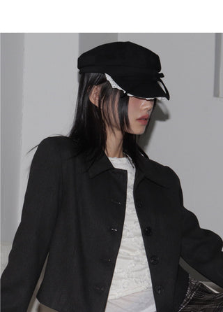 Lila lace ribbon sailor hunting cap beret hat