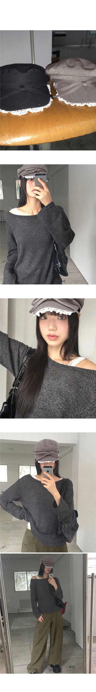 Lila lace ribbon sailor hunting cap beret hat