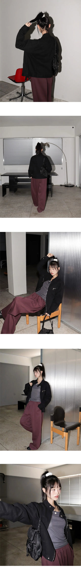 Enjet Zipper Pocket Overfit Boxy Denim Zip-Up Jacket