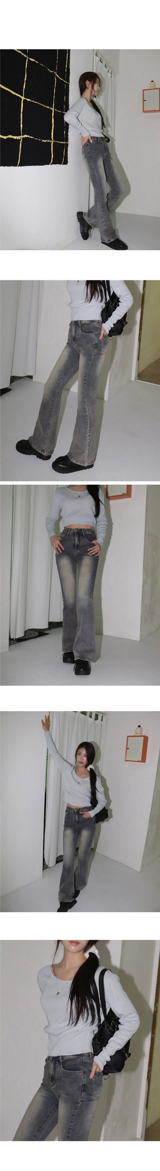 Sapin Y2K Faded Flared Denim Pants