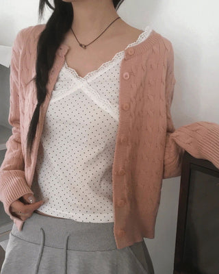 Katy Twisted Basic Round Knitwear Cardigan