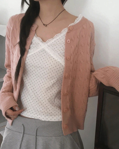 Katy Twisted Basic Round Knitwear Cardigan