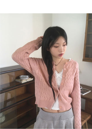 Katy Twisted Basic Round Knitwear Cardigan
