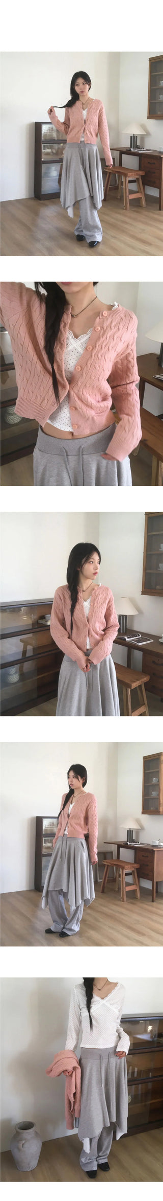 Katy Twisted Basic Round Knitwear Cardigan