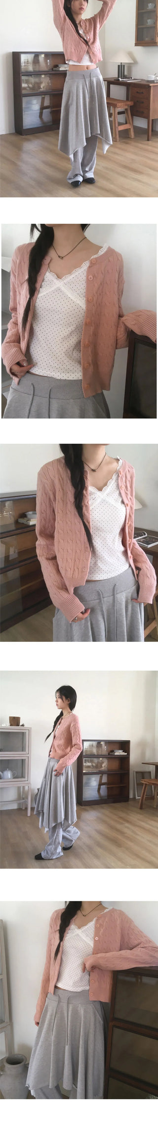 Katy Twisted Basic Round Knitwear Cardigan