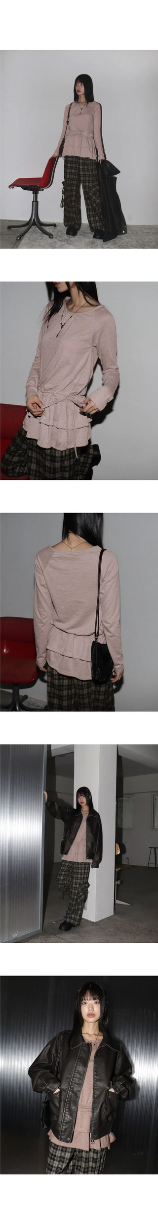Rippon Frill Cancan Strap Round Long Sleeve T-Shirt