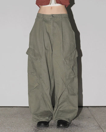 Vinic Pintuck Balloon Fit Diagonal Pocket Two Way Cargo Pants