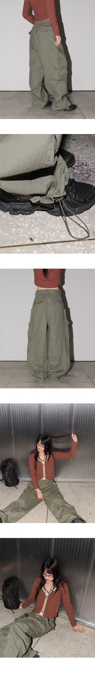 Vinic Pintuck Balloon Fit Diagonal Pocket Two Way Cargo Pants