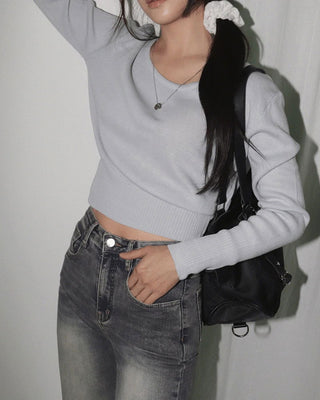 Honti Pastel Uniq Round Crop Knitwear