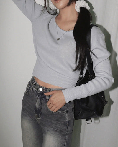 Honti Pastel Uniq Round Crop Knitwear