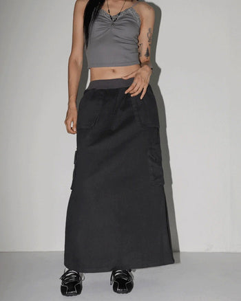 Weden Zuri Banding Cotton Cargo Long Skirt