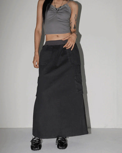 Weden Zuri Banding Cotton Cargo Long Skirt