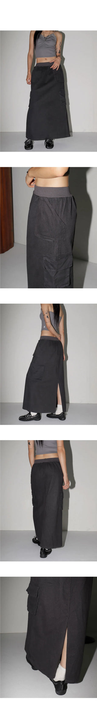 Weden Zuri Banding Cotton Cargo Long Skirt