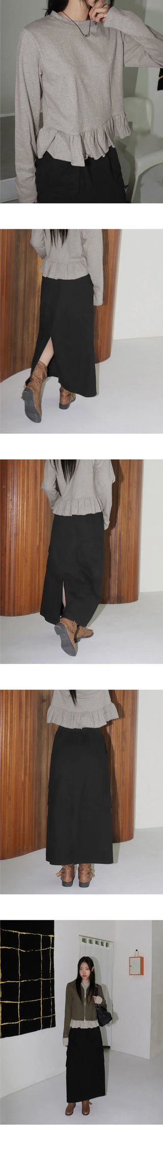 Weden Zuri Banding Cotton Cargo Long Skirt