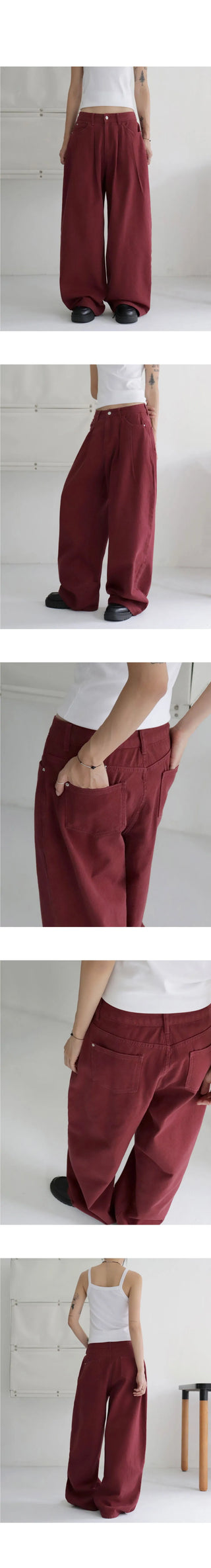 Dipping to pin tuck maxi wide pants