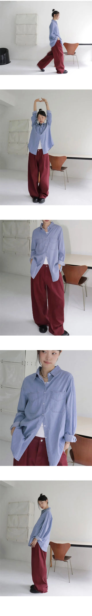 Dipping to pin tuck maxi wide pants